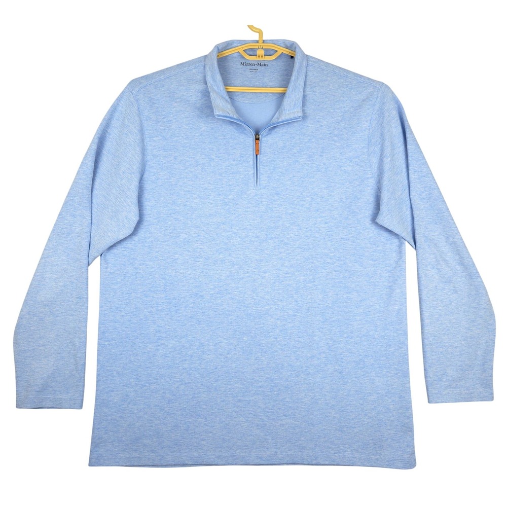 Mizzen Main Mens Pullover Long Sleeve 1/4 Zip Casual Shirt Light Blue XX Large‎